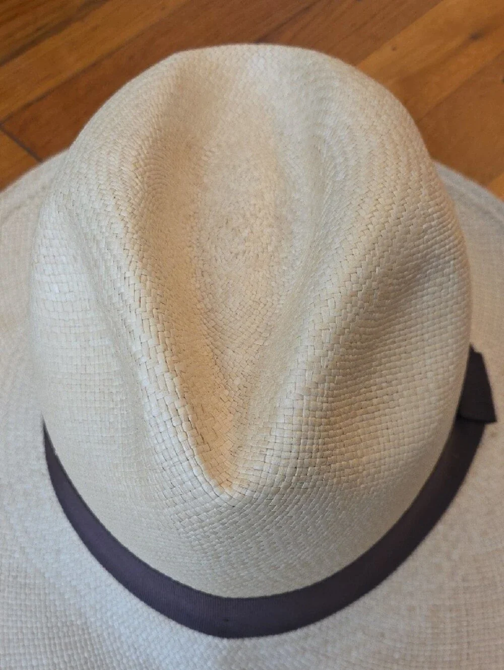 Men's Cream Straw Sun Hat with Dark Brown Band